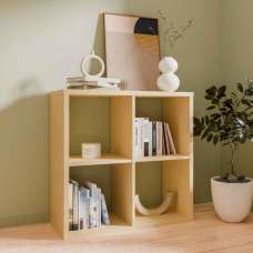 Mabon Wooden Shelving Unit with 4 Open Storage in Yellow - UK