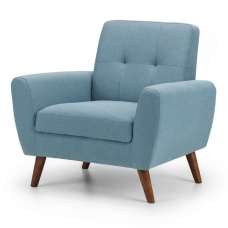 Macia Fabric 1 Seater Sofa With Wooden Legs In Blue - UK