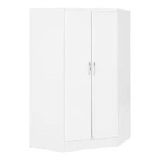 Mack Wooden Wardrobe Corner With 2 Doors White Gloss Front - UK