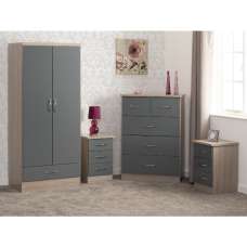 Mack Gloss Bedroom Furniture Set With 2 Doors In Grey - UK