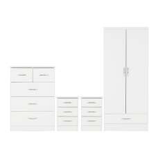 Mack Wooden Bedroom Set With 2 Doors Wardrobe White Gloss Front - UK