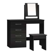 Mack Wooden Dressing Table Set With Black Gloss Front - UK