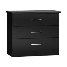 Mack Wooden Chest Of 3 Drawers With Black Gloss Front - UK