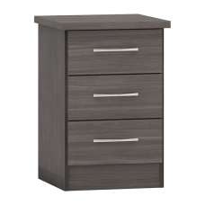 Mack Wooden Bedside Cabinet With 3 Drawers In Black - UK