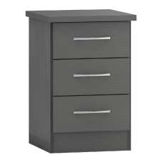 Mack Wooden Bedside Cabinet With 3 Drawers In Grey - UK