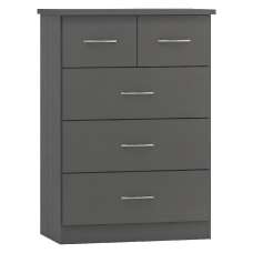 Mack Wooden Chest Of 5 Drawers In Grey - UK