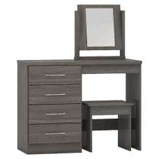 Mack Wooden Dressing Table Set With 4 Drawers In Black - UK
