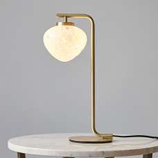 Mackay White Confetti Glass Table Lamp In Satin Brass - UK