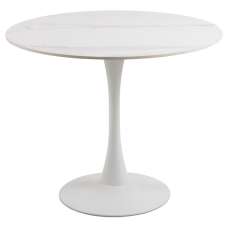 Macon Ceramic Dining Table With Steel Base In White Unico - UK