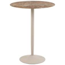 Macon Ceramic Round Bar Table With Grey Base - Aberta Brown - UK