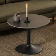 Macon Ceramic Round Coffee Table With Steel Base - Grantham Black - UK