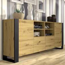 Macon Wooden Sideboard With 4 Doors In Artisan Oak - UK