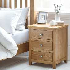 Macon Wooden Bedside Cabinet With 3 Drawers In Oak - UK