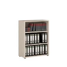 Macon Wooden Bookcase Wide With 3 Shelves In Warm Mapple - UK