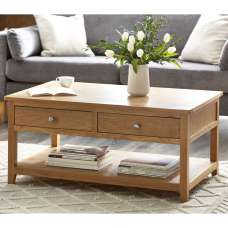Macon Wooden Coffee Table With 2 Drawers In Oak - UK