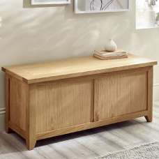 Macon Wooden Hallway Seating Storage Bench In Oak - UK