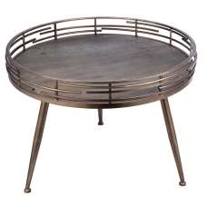 Macon Wooden Side Table Large In Grey And Silver - UK