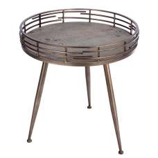 Macon Wooden Side Table Small In Grey And Silver - UK