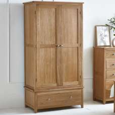 Macon Wooden Wardrobe With 2 Doors 1 Drawer In Oak - UK