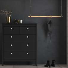 Macron Wooden Chest Of 5 Drawers In Matt Black - UK