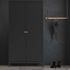 Macron Wooden Wardrobe With 2 Doors In Matt Black - UK