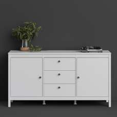 Macron Wooden Sideboard With 2 Doors And 3 Drawers In White - UK