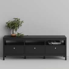 Macron Wooden TV Stand With 3 Drawers In Matt Black - UK