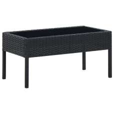 Macy Rattan Garden Coffee Table Large In Black With Glass Top - UK