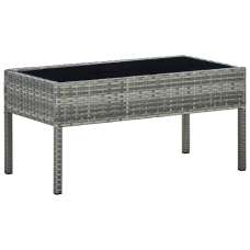 Macy Rattan Garden Coffee Table Large In Grey With Glass Top - UK