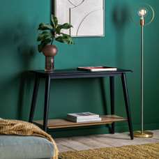 Maddux Rectangular Wooden Console Table With Shelf In Black - UK