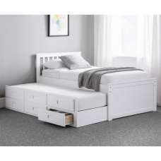 Maeko Captains Single Bed In White With Underbed And Drawers - UK