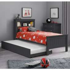 Madge Wooden Bookcase Single Bed With Underbed In Anthracite - UK