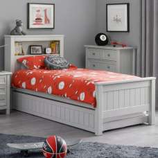 Madge Wooden Single Bed With Bookcase - Dove Grey - UK