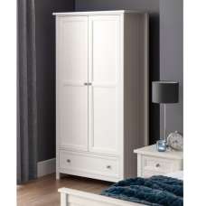 Madge Wooden Wardrobe With 2 Doors 1 Drawer In Surf White - UK