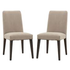 Madisen Grey Fabric Dining Chairs With Brown Legs In Pair - UK