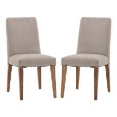 Madisen Taupe Velvet Dining Chairs With Oak Legs In Pair - UK
