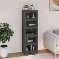 Madrid Solid Pine Wood 5-Tier Bookshelf In Grey - UK