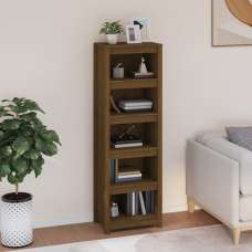 Madrid Solid Pine Wood 5-Tier Bookshelf In Honey Brown - UK
