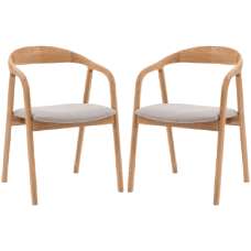 Madrina Natural Wooden Dining Chairs With Fabric Seat In Pair - UK
