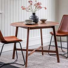 Madrina Wooden Round Dining Table In Walnut - UK