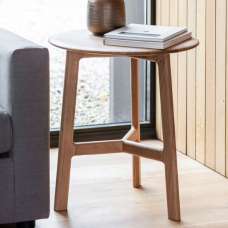 Madrina Wooden Round Side Table In Oak - UK