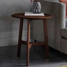 Madrina Wooden Round Side Table In Walnut - UK
