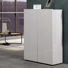 Maestro High Gloss Shoe Cabinet 2 Doors 5 Shelves In White - UK