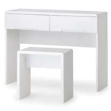 Magaly Modern Dressing Table In White High Gloss With Stool - UK