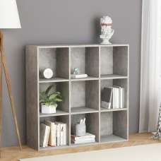 Magni Wooden Bookcase With 9 Shelves In Concrete Effect - UK