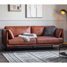 Magnolia Leather 3 Seater Sofa In Brown With Metal Legs - UK