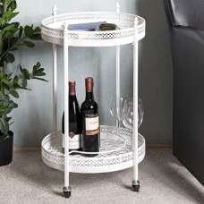 Magnolia Metal Drinks Serving Trolley In White - UK