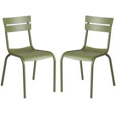 Magnolia Olive Green Outdoor Aluminium Side Chairs In Pair - UK