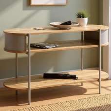 Magnolia Wooden Console Table With 2 Shelves In Oak Grey - UK