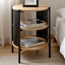 Magnolia Wooden End Table With 2 Shelves In Oak Black - UK